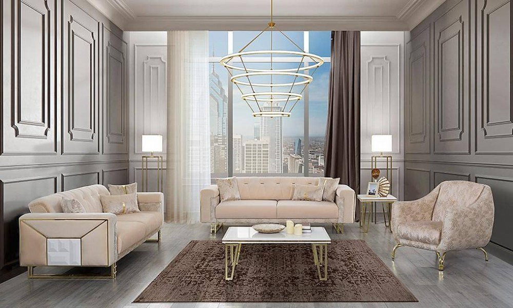 Nehir Krem Salon Takımı İndirimli Mobilya