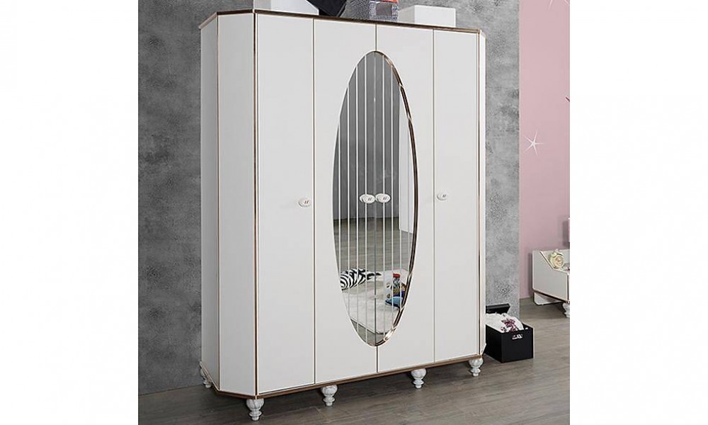 Luna White 4 Kapılı Gardrop İndirimli Mobilya