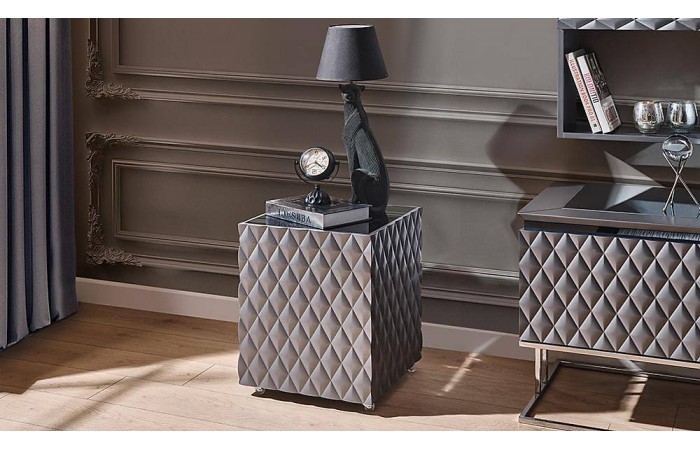 Luxor Luxury Yan Sehpa - Metalik Gri