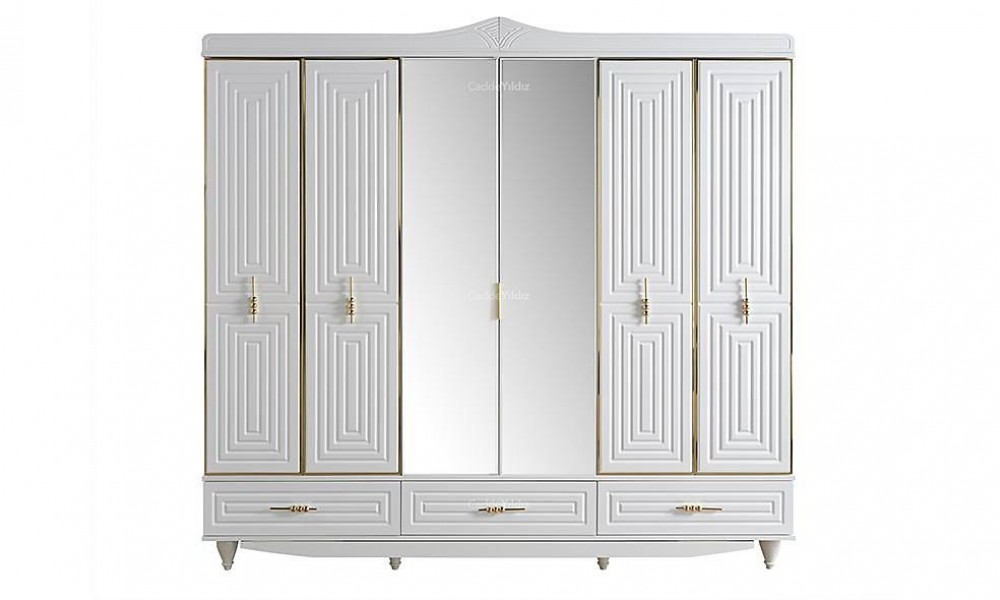 Monreal 6 Kapılı Mdf GardropKapaklı Gardırop Monreal 6 Kapılı Mdf GardropKapaklı Gardırop