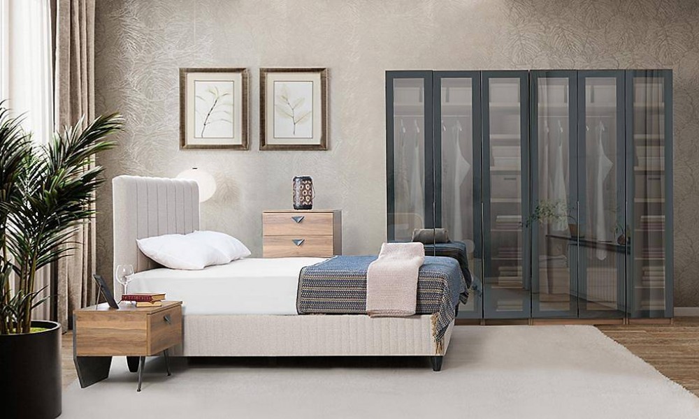 Oasis Bazalı Yatak Odası - Reflekte Kapaklı İndirimli Mobilya