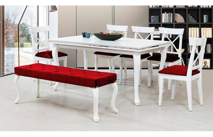 Lükens Büyük Yemek Masası Takımı - Beyaz