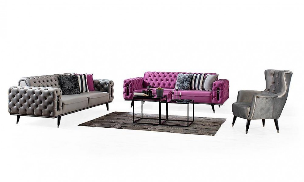 Liona Pembe Salon Takımı Modern Koltuk Takımı Liona Pembe Salon Takımı Modern Koltuk Takımı