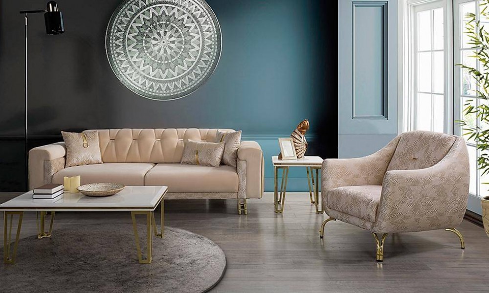 Nehir Krem Salon Takımı İndirimli Mobilya