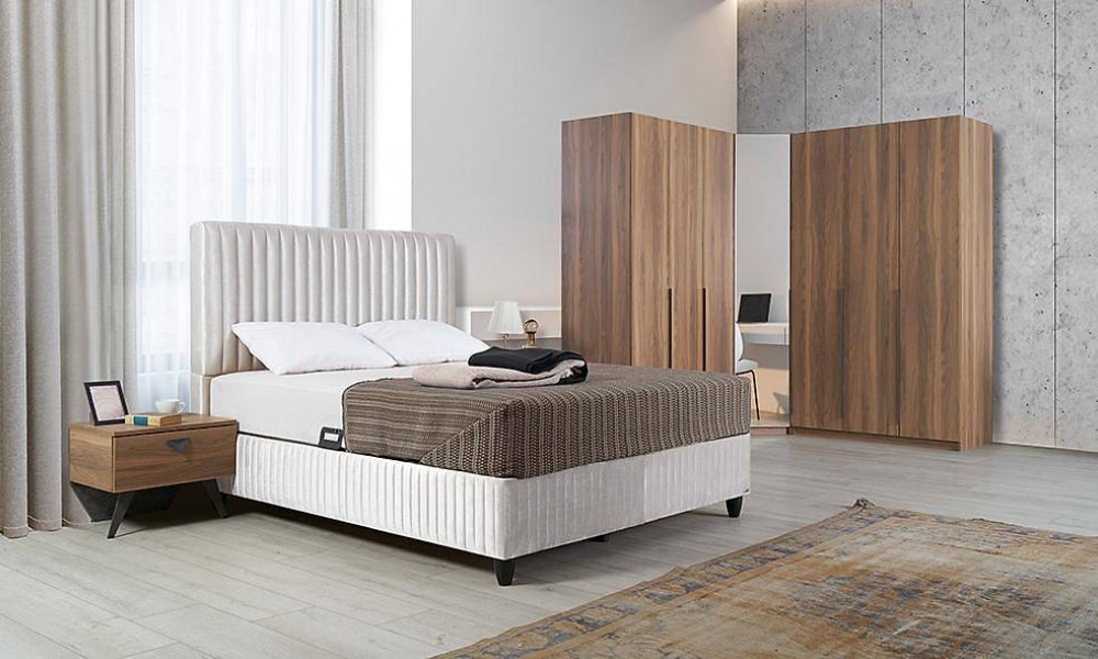 Oasis Bazalı Yatak Odası - Köşe Dolaplı İndirimli Mobilya