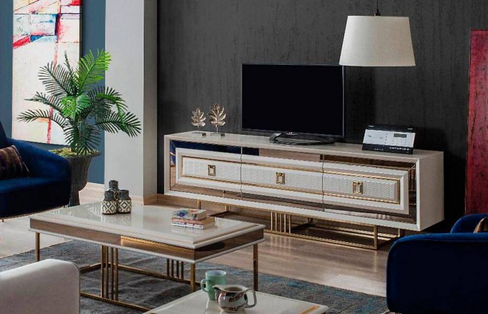 Işıltı Luxury Ekru Tv Sehpası