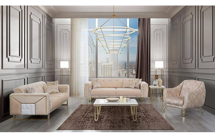 Nehir Krem Salon Takımı