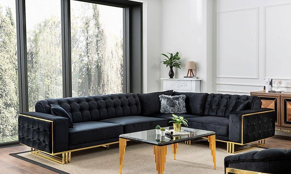Etna Siyah Köşe Takımı Luxury Köşe Takımları