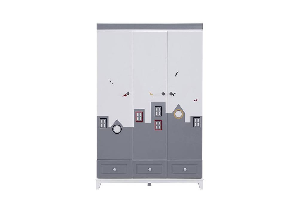 Ozzo Gri 3 Kapılı Gardrop
