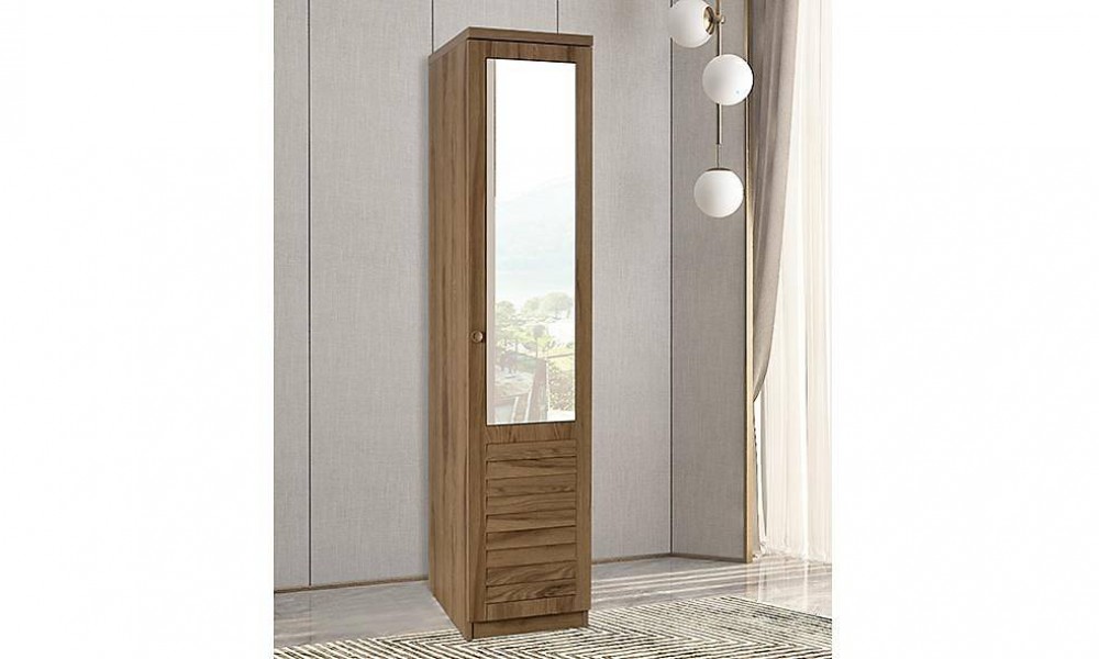 Justo Ceviz Gardrop - Tek Kapılı Kapaklı Gardırop