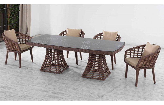 Domino Bahçe Masa Takımı - Kahve Füme