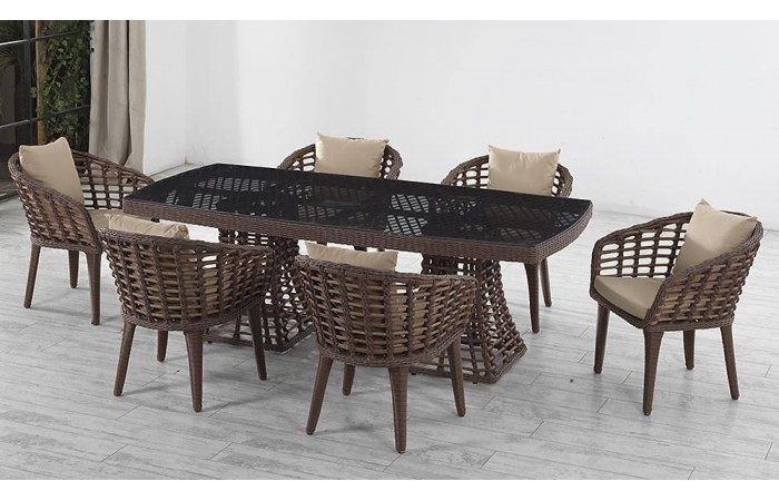 Domino Bahçe Masa Takımı - Kahve Siyah