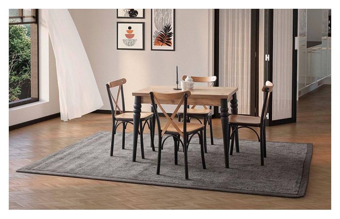 Foster Yemek Masası Takımı - Ceviz Siyah