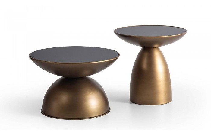 Joy Sehpa Seti - Brass - Cam