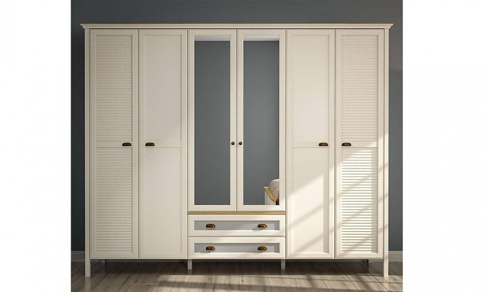 Astoria 6 Kapılı Gardrop - Çekmeceli Kapaklı Gardırop Astoria 6 Kapılı Gardrop - Çekmeceli Kapaklı Gardırop