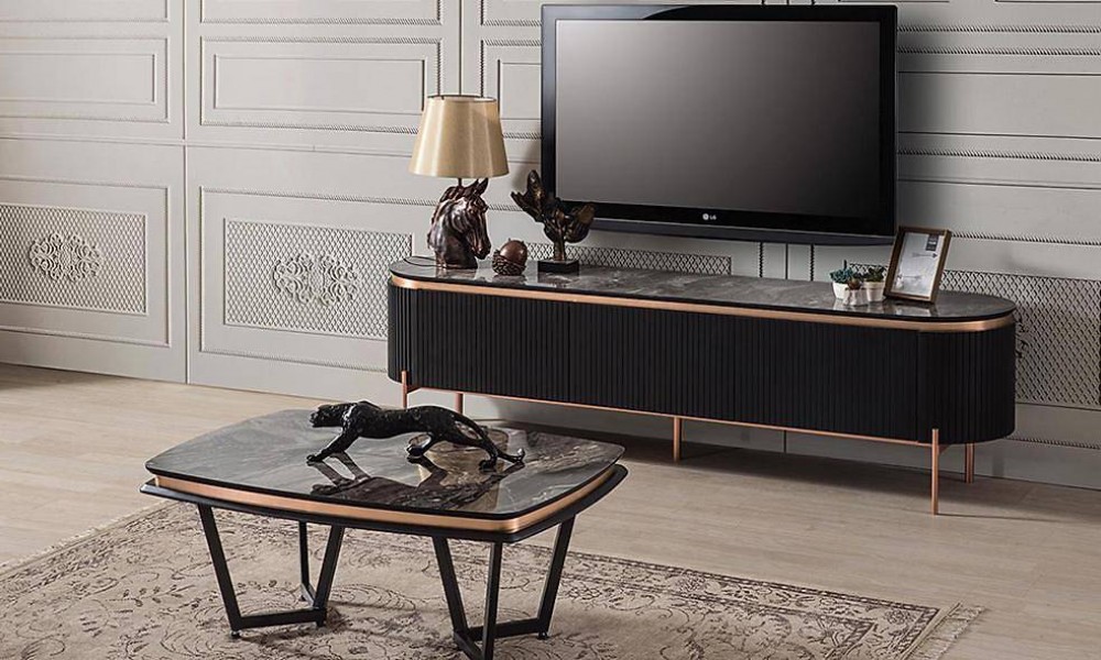 Mood Siyah Bronz Tv Sehpası