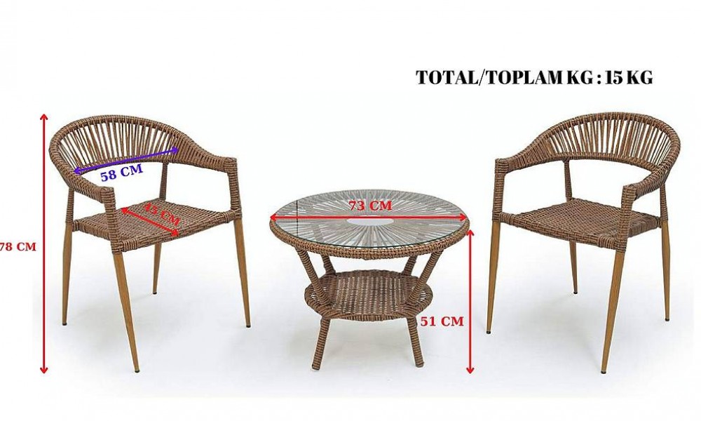 Saga Rattan Çay Seti Çay Seti Koltuk