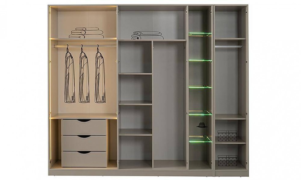 Optima Gardrop - 5 Kapılı Kapaklı Gardırop