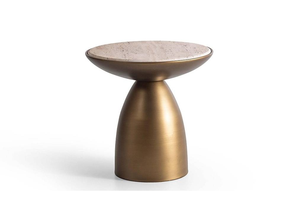 Joy Sehpa Seti - Brass - Traverten