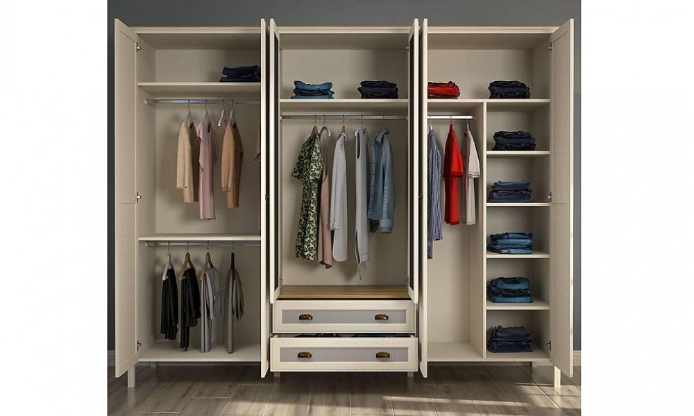 Astoria 6 Kapılı Gardrop - Çekmeceli Kapaklı Gardırop Astoria 6 Kapılı Gardrop - Çekmeceli Kapaklı Gardırop