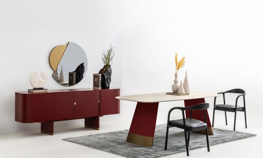 Riley Yemek Odası Takımı Bordo Yemek Odası Riley Yemek Odası Takımı Bordo Yemek Odası