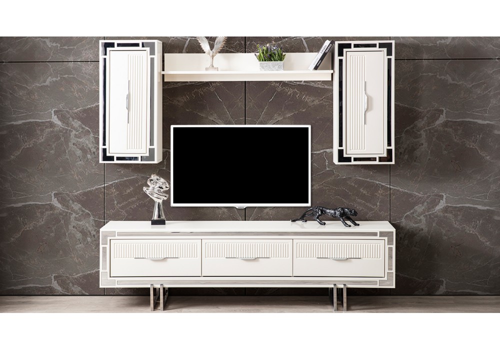 Aspendos Gümüş Metal Ayaklı Tv Üntesi