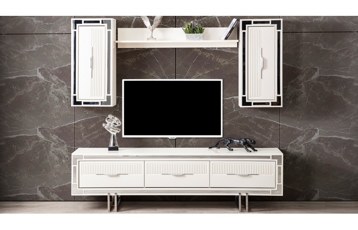 Aspendos Gümüş Metal Ayaklı Tv Üntesi