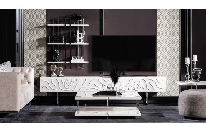 Parma Gümüş Metal Ayaklı Tv Ünitesi