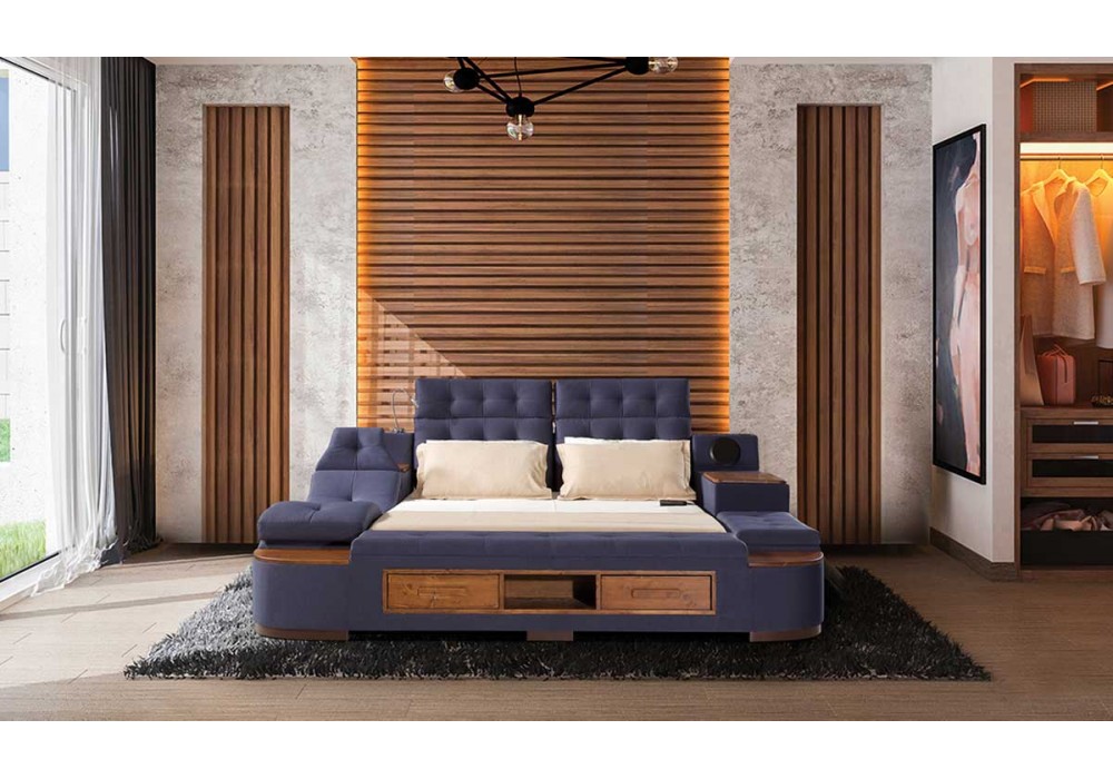 Luxe Life Mavi Masajlı Ses Sistemli Akıllı Karyola