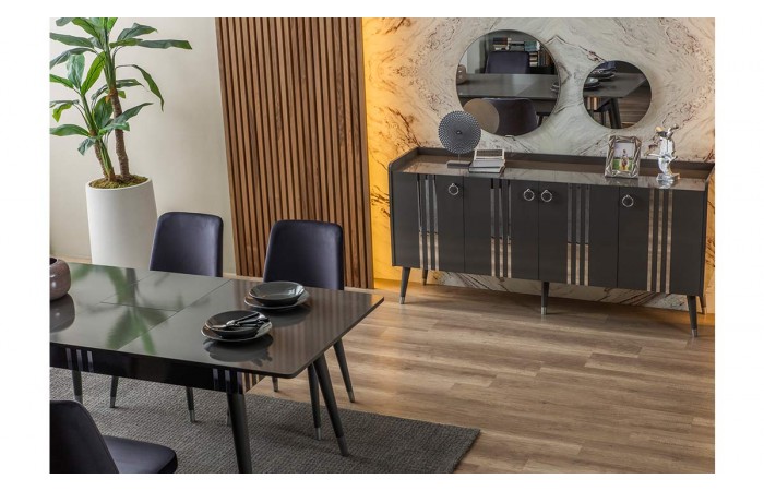 Lotus Antrasit Yemek Odası Takımı