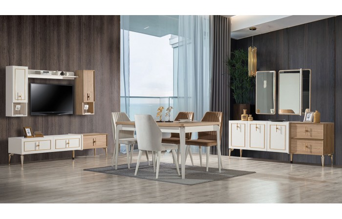 Safir Gold Metal Ayaklı Yemek Odası Takımı