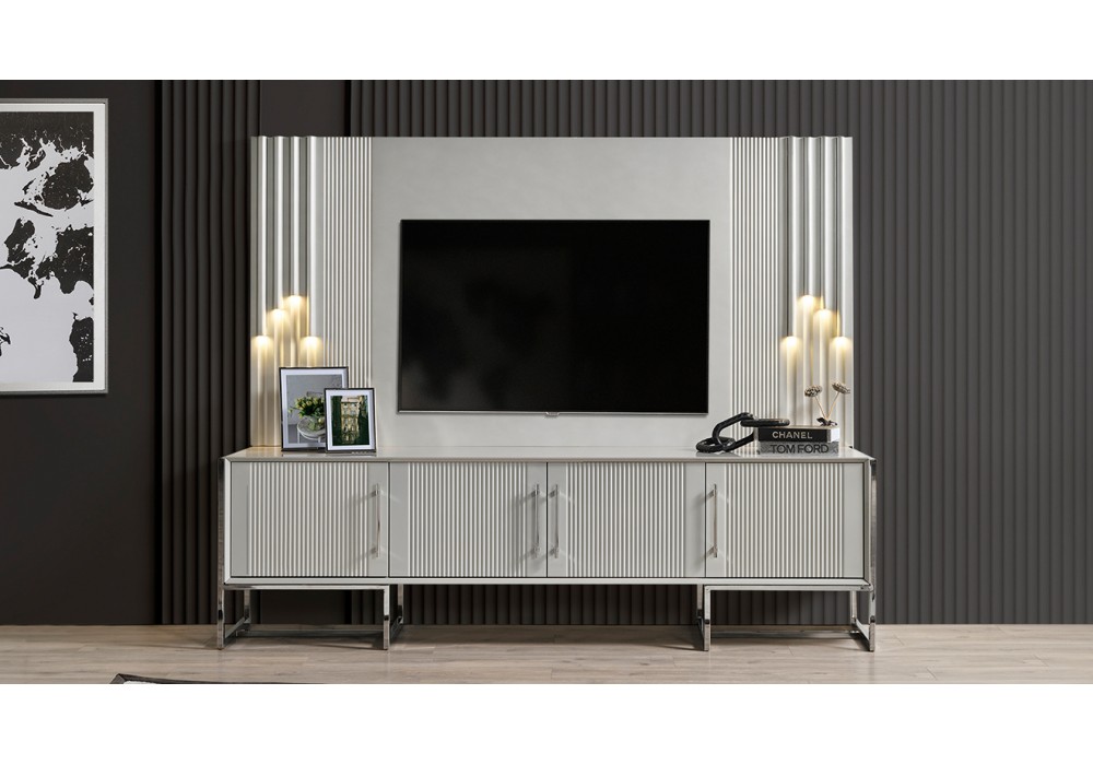 Pırlanta Gümüş Metal Ayaklı Tv Ünitesi