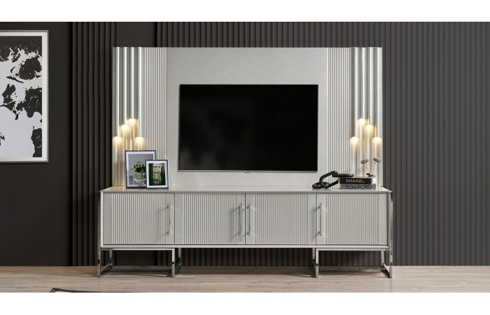 Pırlanta Gümüş Metal Ayaklı Tv Ünitesi