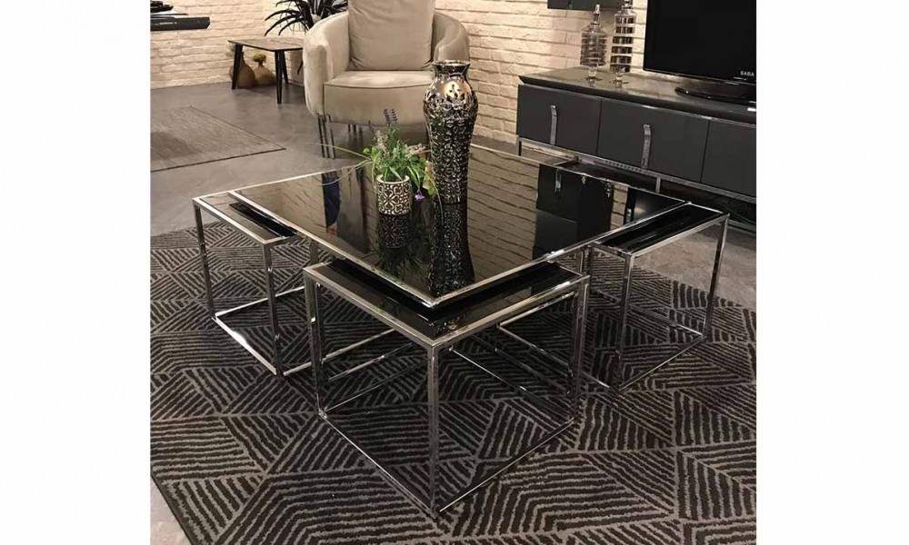 Kante Metal Ayaklı Krom 4+1 Sehpa