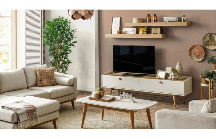Bohem Ceviz Ahşap Ayaklı Tv Ünitesi