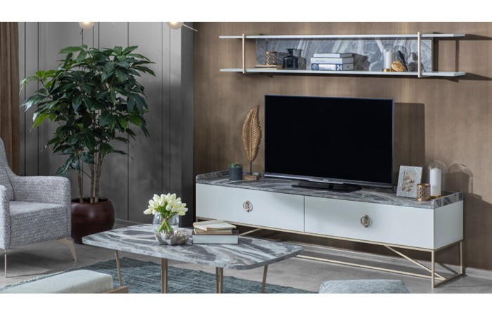 Loft Gold Metal Ayaklı Tv Ünitesi