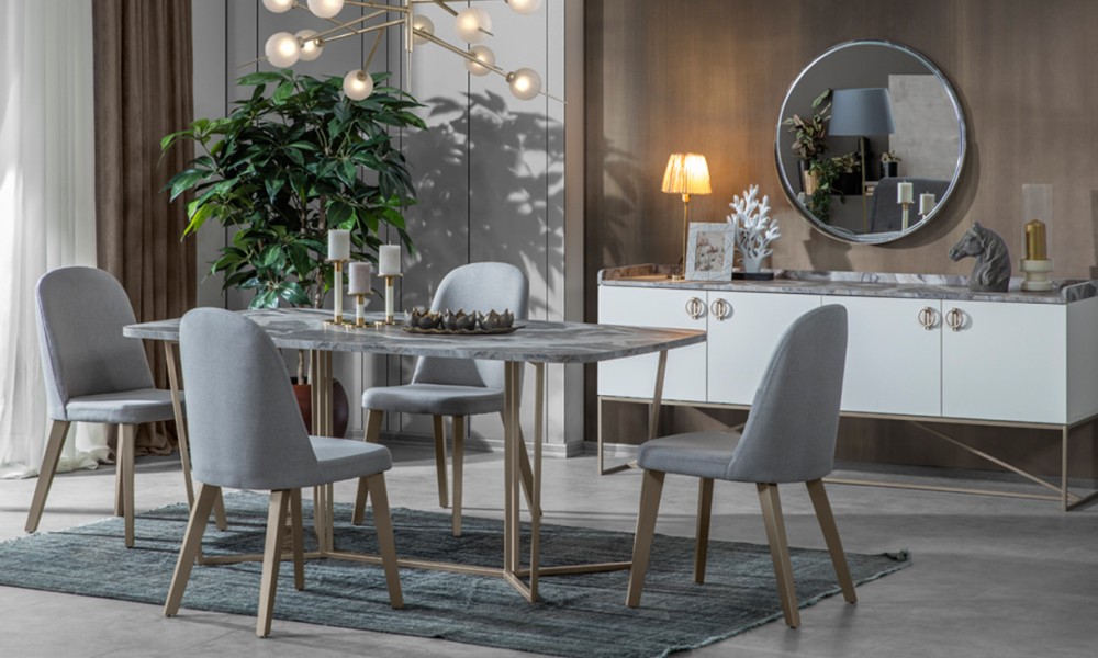 Loft Gold Metal Ayaklı Yemek Odası Takımı Yemek Odası Loft Gold Metal Ayaklı Yemek Odası Takımı Yemek Odası