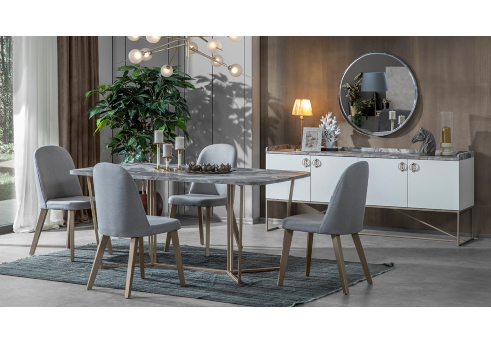 Loft Gold Metal Ayaklı Yemek Odası Takımı
