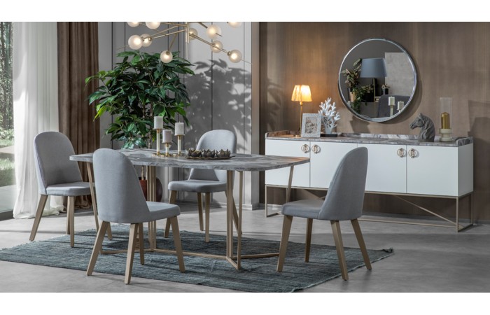 Loft Gold Metal Ayaklı Yemek Odası Takımı