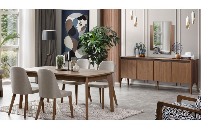 Wood Ahşap Ayaklı Yemek Odası Takımı