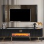 Gucci Şömineli Gold Metal Ayaklı Tv Ünitesi Gucci Şömineli Gold Metal Ayaklı Tv Ünitesi