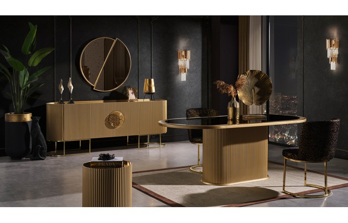 Gucci Golden Metal Ayaklı Yemek Odası Takımı