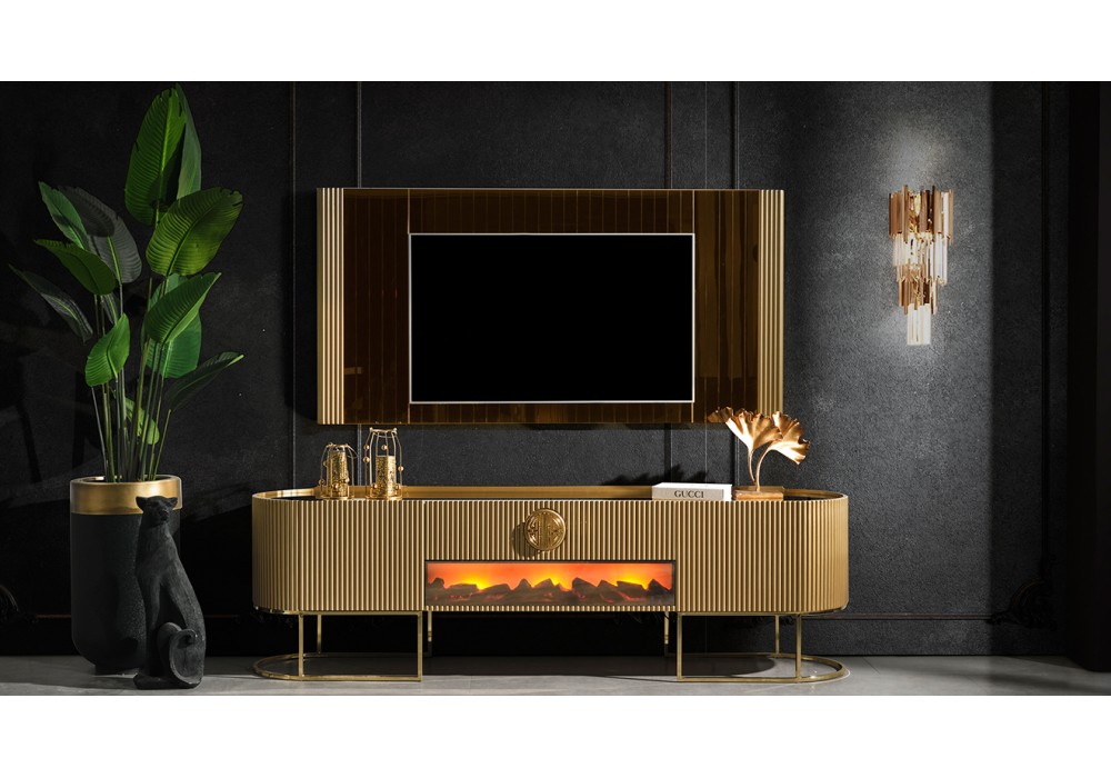 Gucci Golden Şömineli Tv Ünitesi