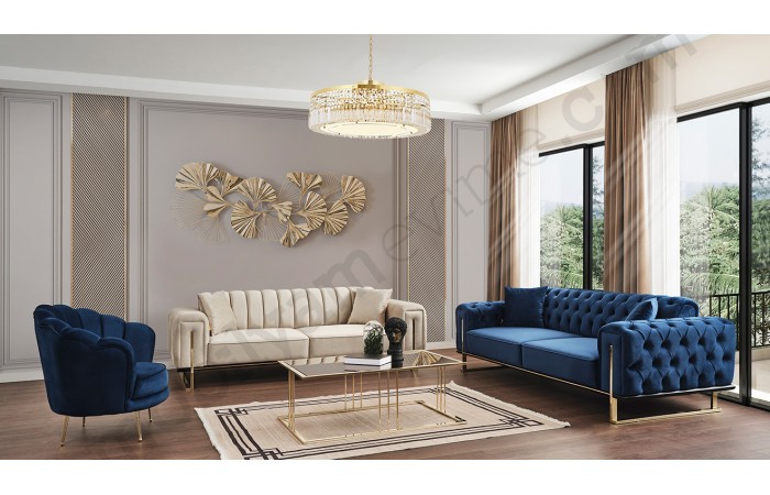 Tema Yataklı Gold Metal Ayaklı Koltuk Takımı