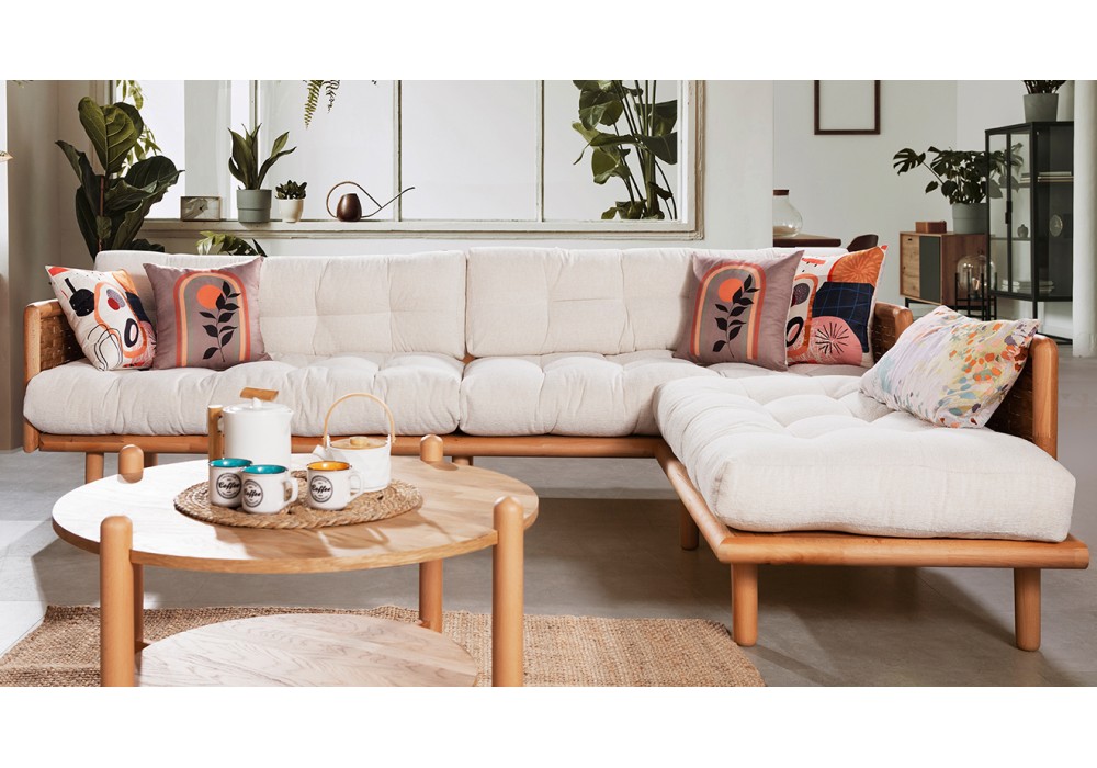 Loft Ahşap Ayaklı Köşe Koltuk Takımı