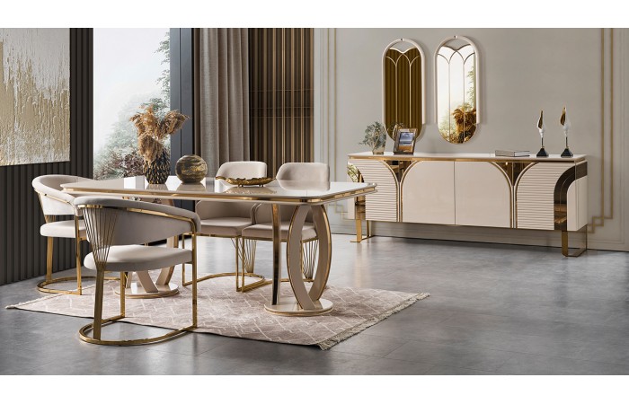 İmaj Gold Metal Ayaklı Yemek Odası Takımı