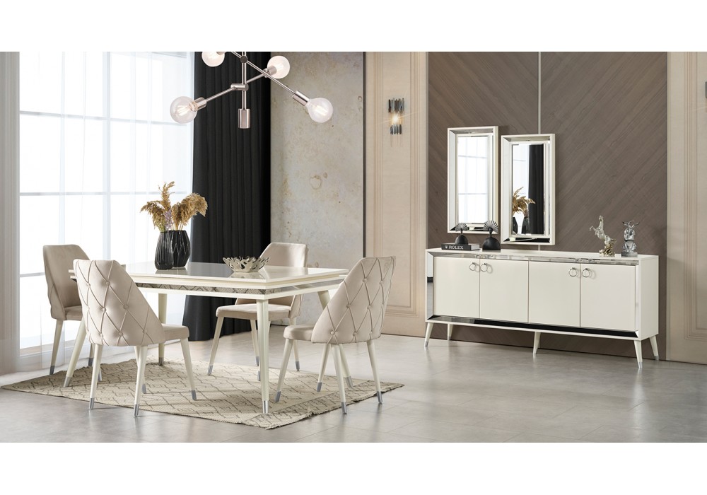 Lotus Ahşap Ayaklı Yemek Odası Takımı