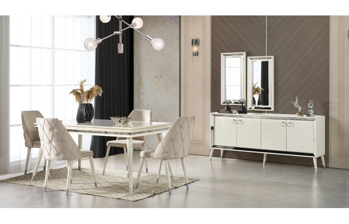 Lotus Ahşap Ayaklı Yemek Odası Takımı