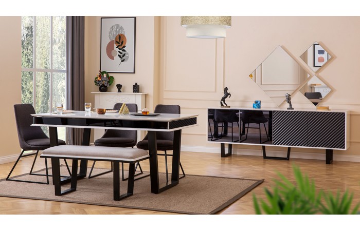 Efes Modern Beyaz Yemek Odası Takımı