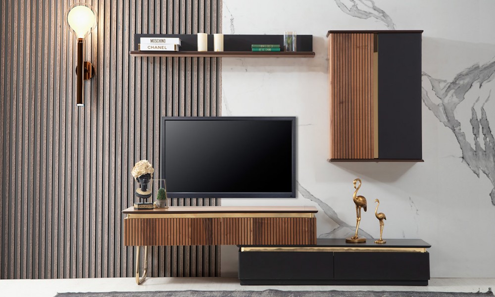 New Gloria Gold Metal Ayaklı TV Ünitesi New Gloria Gold Metal Ayaklı TV Ünitesi